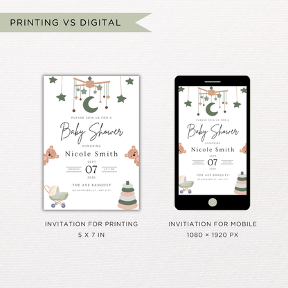 Baby Boy Shower Invite | Canva Template