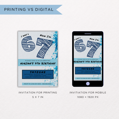 6 7 Birthday Invite | Canva Template