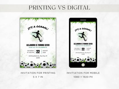 Soccer Theme Birthday Green | Canva Template