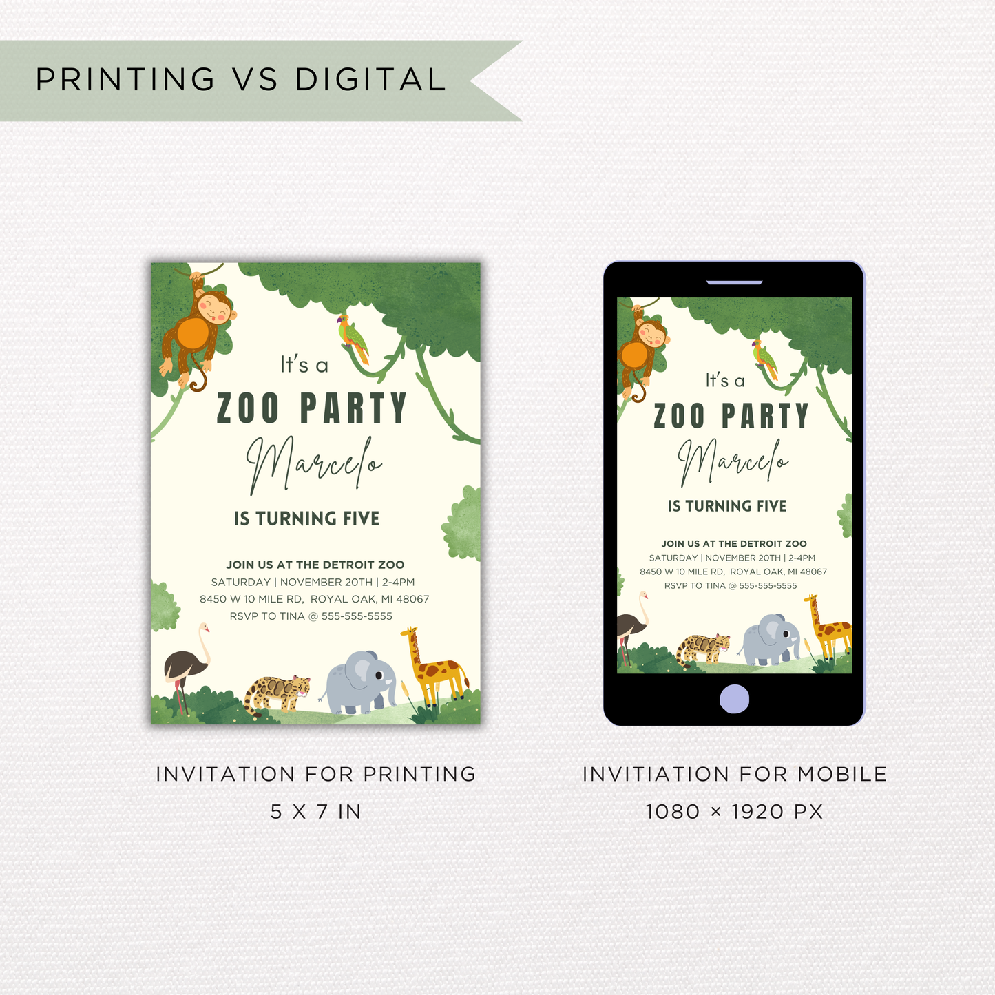 Zoo Birthday Invite | Canva Template