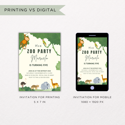Zoo Birthday Invite | Canva Template