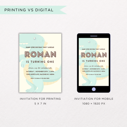 Dino Birthday Invite | Canva Template