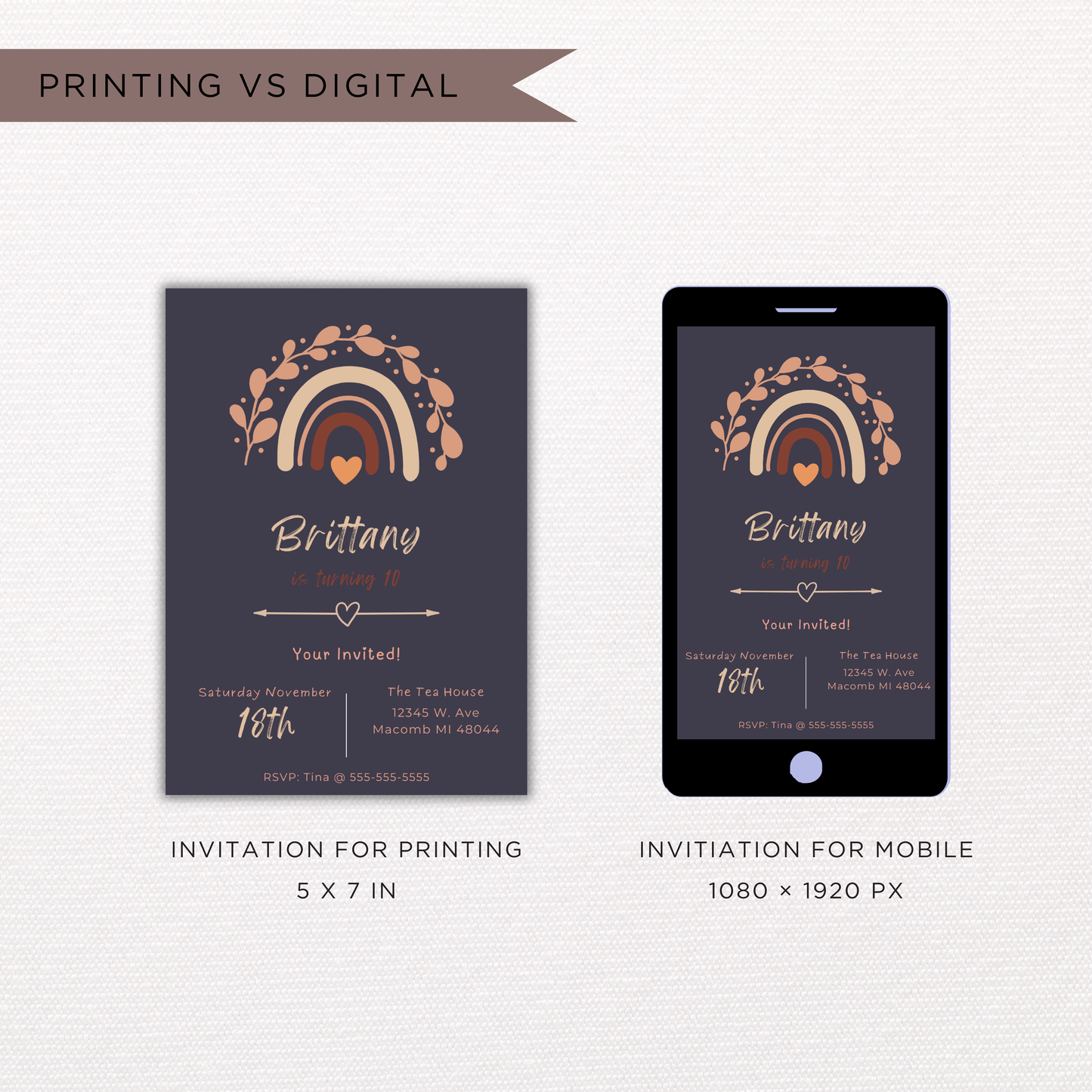 Girls Boho Birthday Invite | Canva Template