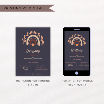 Girls Boho Birthday Invite | Canva Template