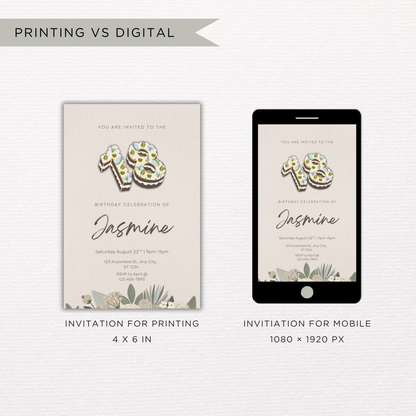 18th Birthday Invite | Canva Template