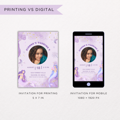 Mermaid Birthday Invite | Canva Template