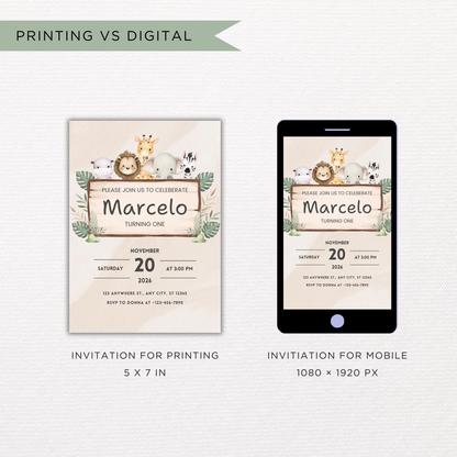 Jungle Birthday Invite | Canva Template