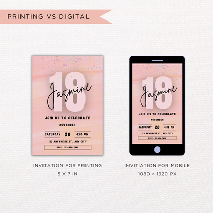 Pink Birthday Invite | Canva Template