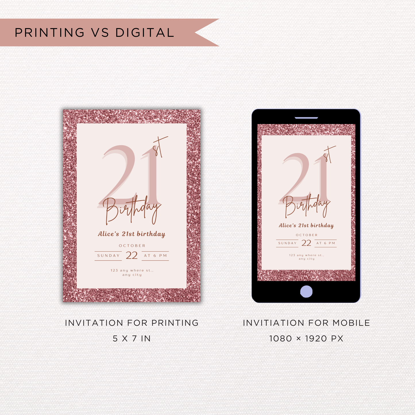 Milestone Invite - Glitter Theme | Canva Template