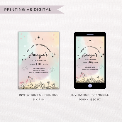 Pony Birthday Invite | Canva Template