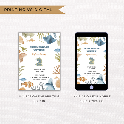 Sea Life 2nd Birthday | Canva Template