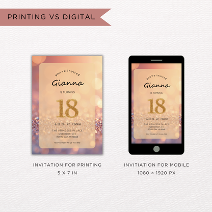 Glitter Theme Invite | Canva Template