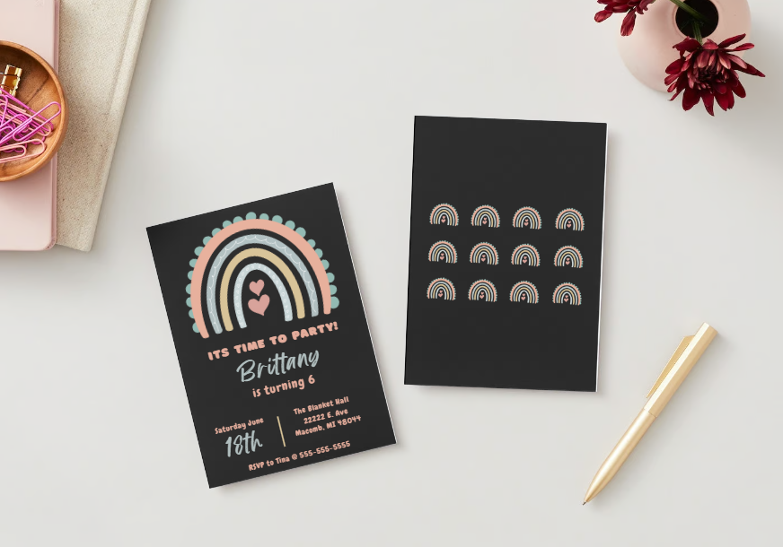 Boho Rainbow Party Invite | Canva