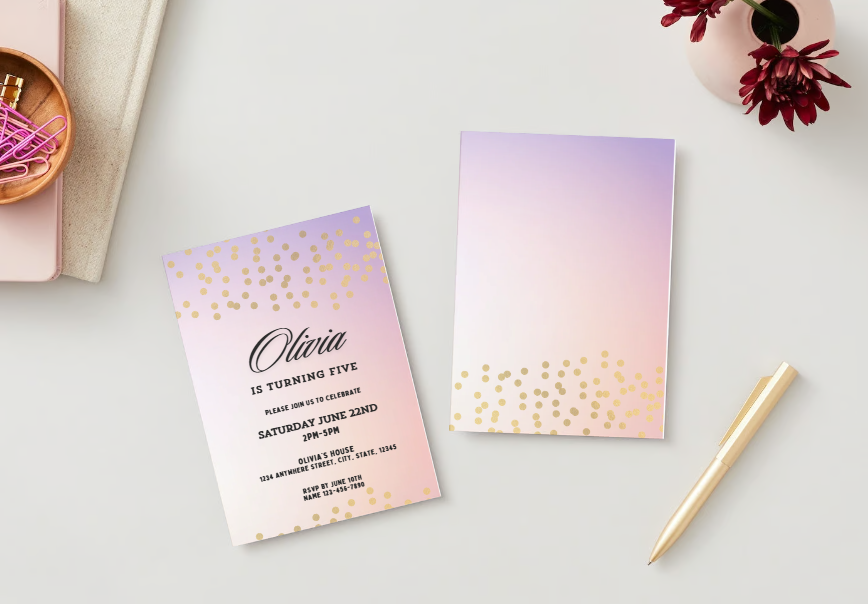 Girls Pink Birthday Invitation Template | Canva