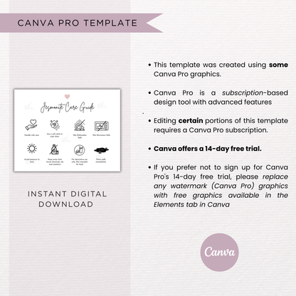 Jesmonite Care Card Template | Editable in Canva