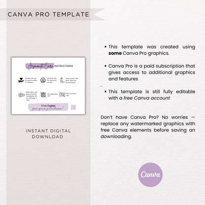 Jesmonite Care Card | Canva Template