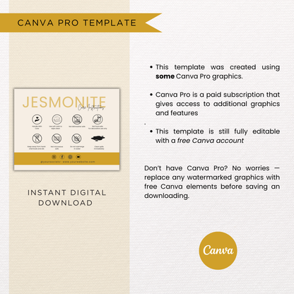 Jesmonite Care Card | Canva Template