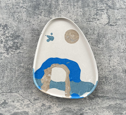 Large Triangle Accent Tray | Blue+Brown