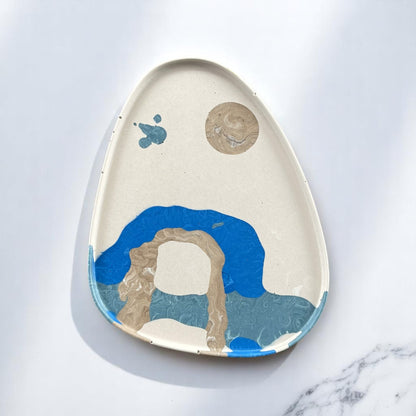Large Triangle Accent Tray | Blue+Brown