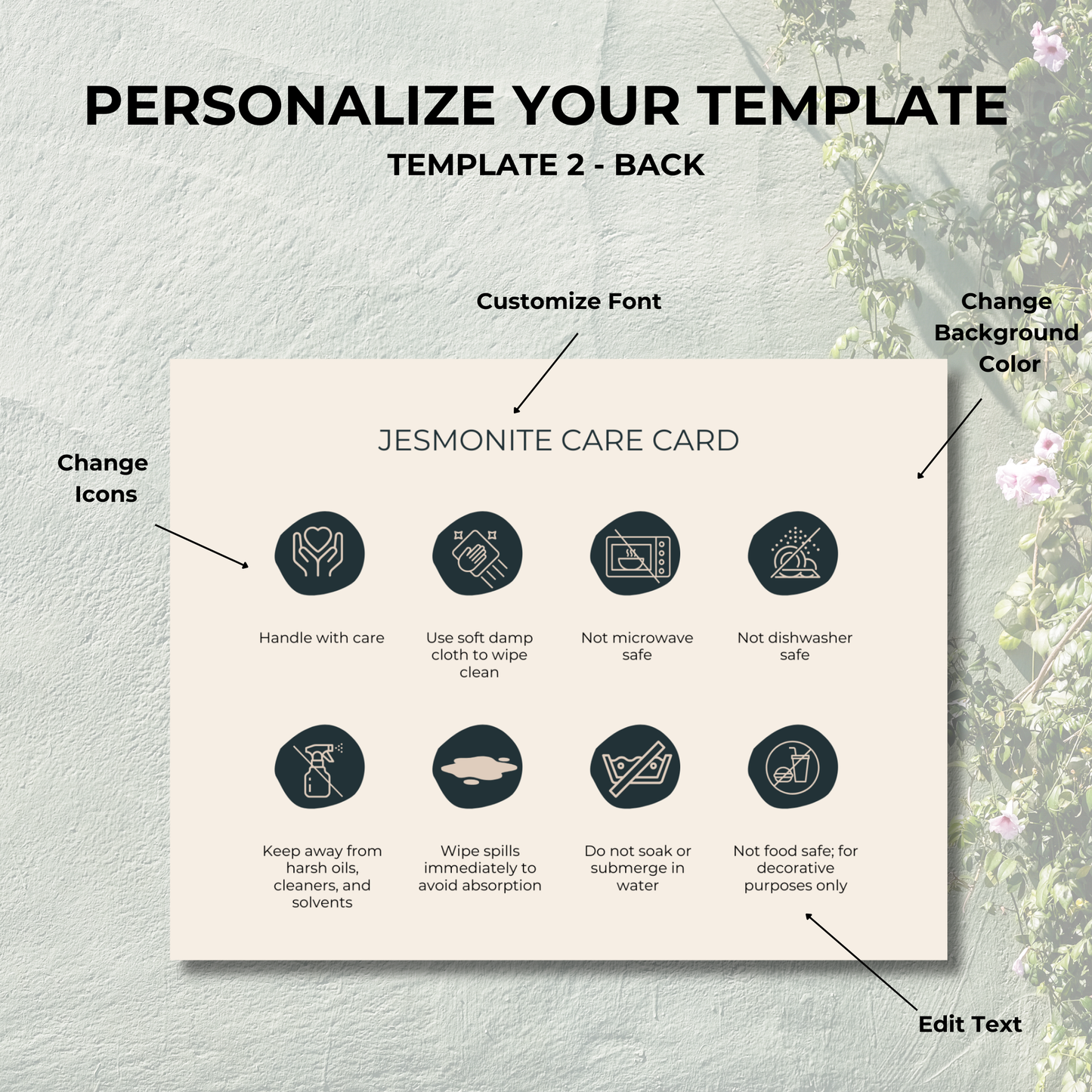 Jesmonite Care Card | Care Card Template | Jesmonite Instructions