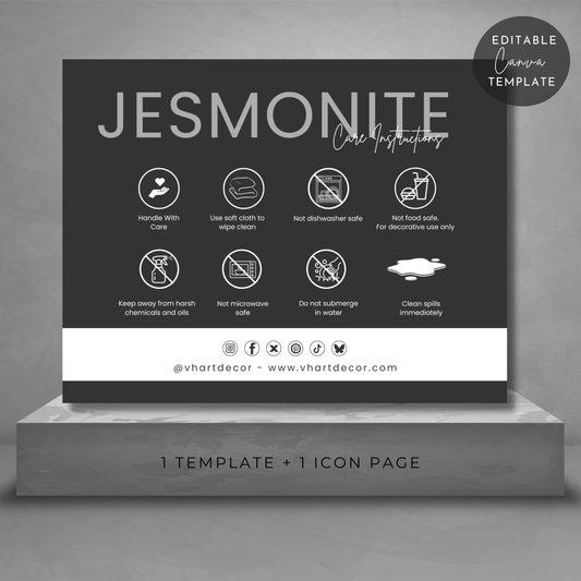 Jesmonite Care Card | Care Card Template | Jesmonite Instructions
