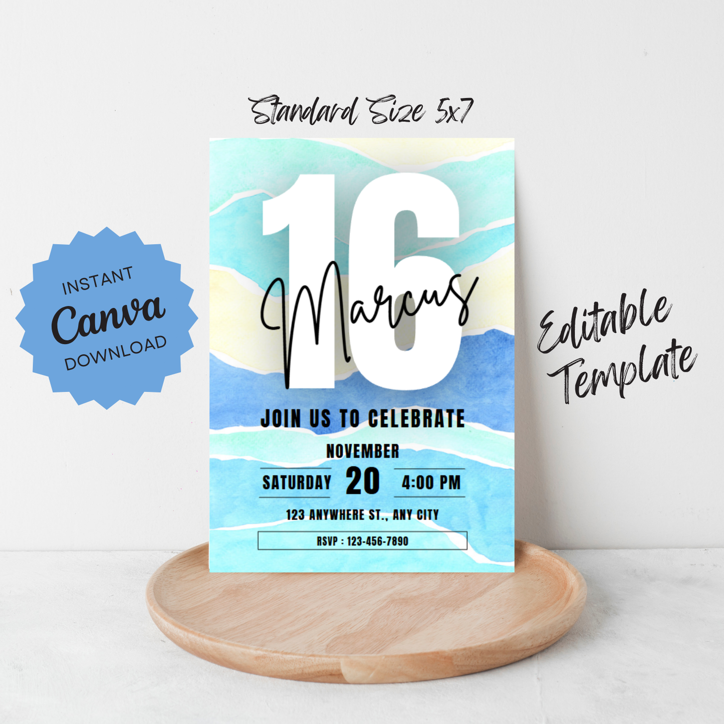 Blue Milestone Birthday Invite | Canva