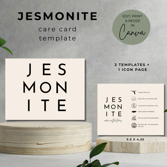 Jesmonite Care Card | Care Card Template | Jesmonite Instructions