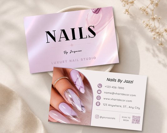 Nail Business Card Template | Editable Canva Business Card