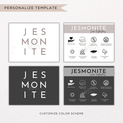 Jesmonite Care Card | Canva Template