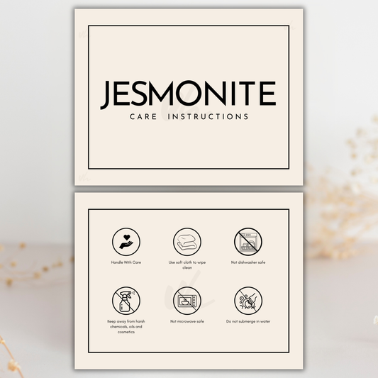 Jesmonite Care Card | Canva Template