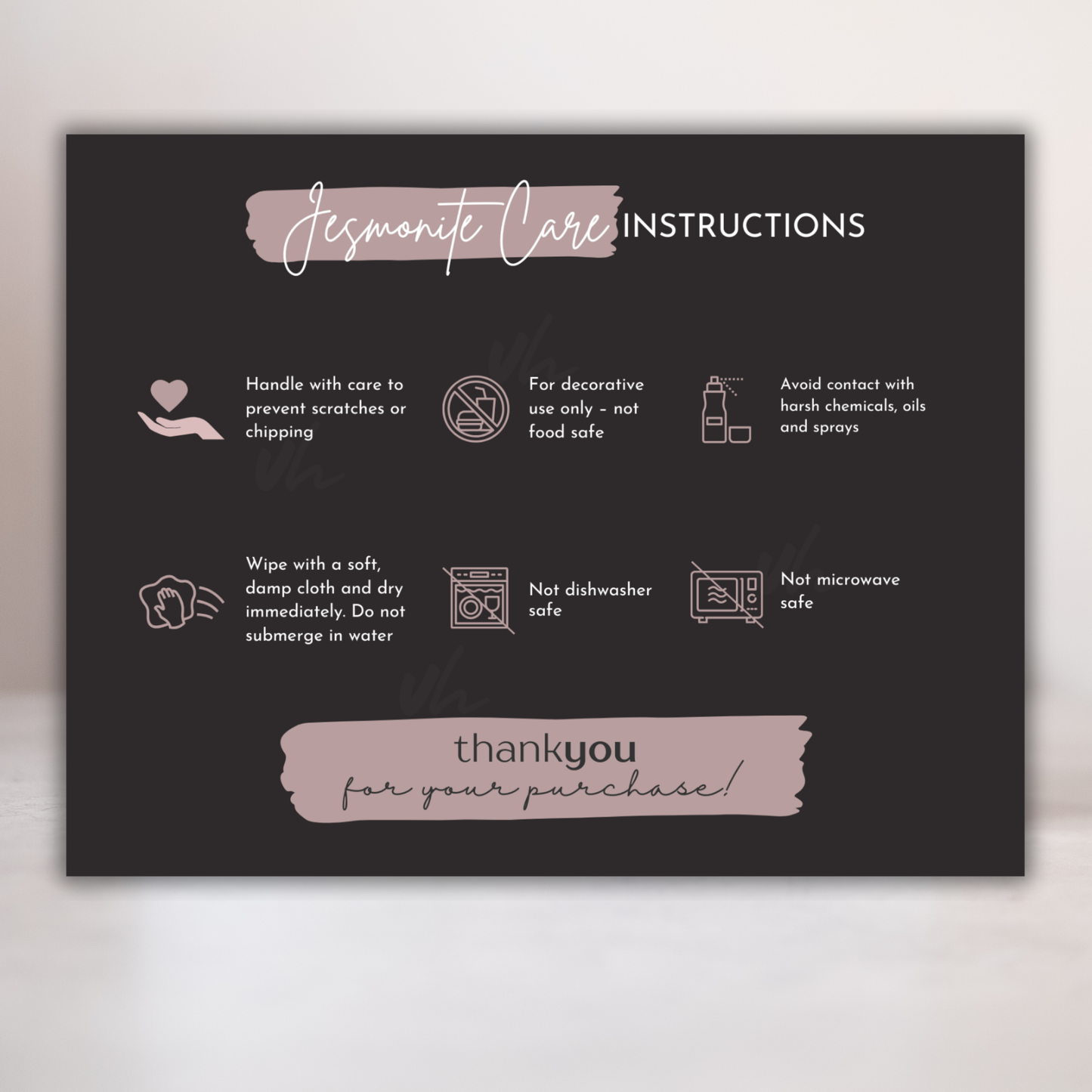 Jesmonite Care Card | PNG Instant Download