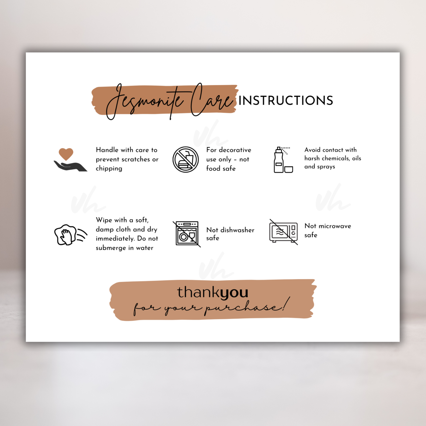 Jesmonite Care Card | PNG Instant Download