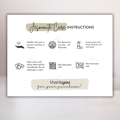 Jesmonite Care Card | PNG Instant Download