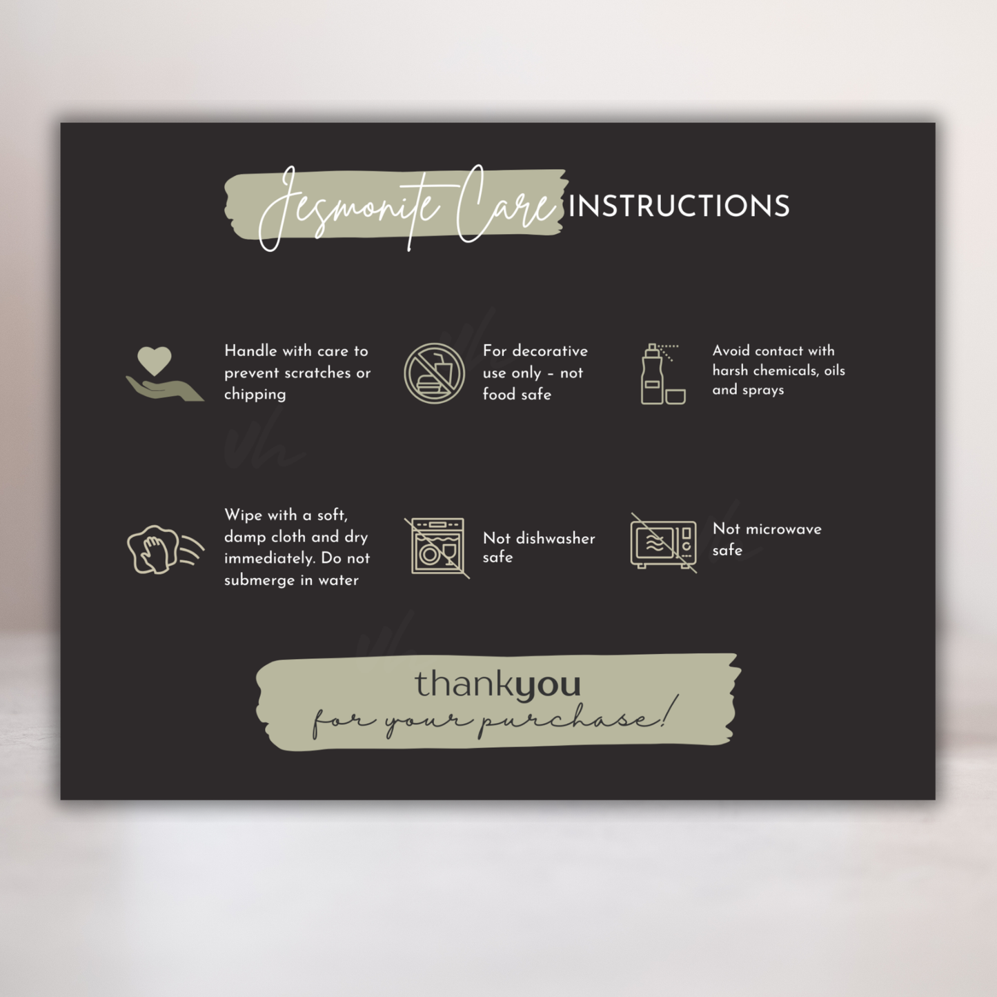 Jesmonite Care Card | PNG Instant Download