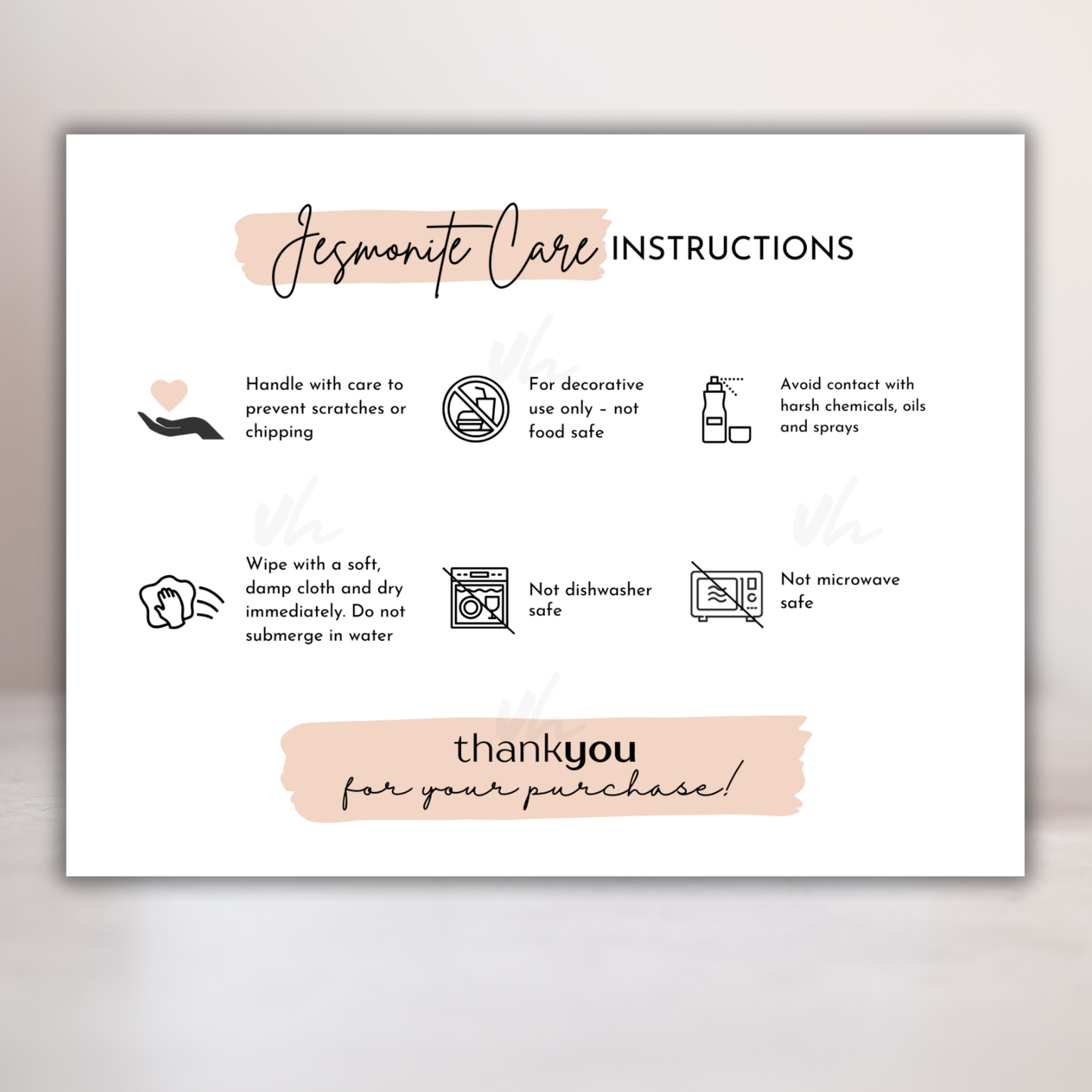 Jesmonite Care Card | PNG Instant Download