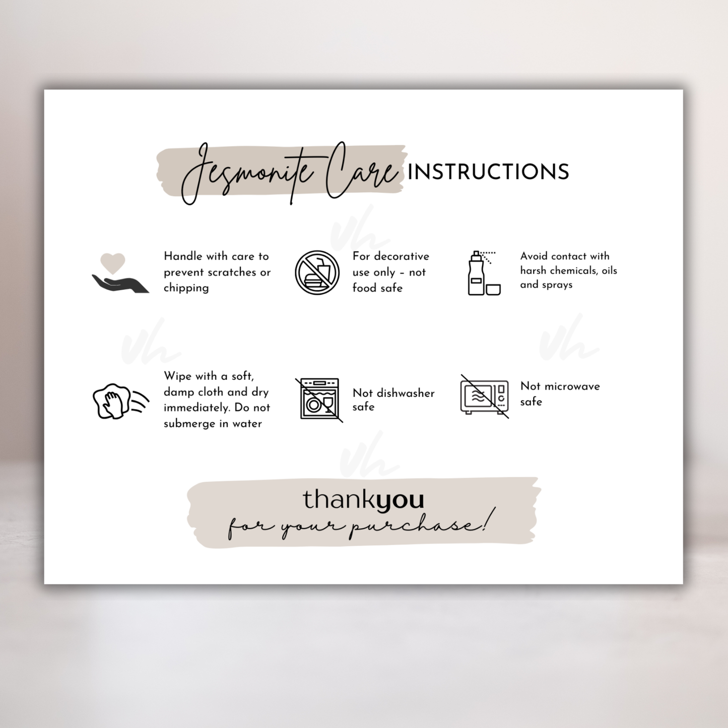 Jesmonite Care Card | PNG Instant Download