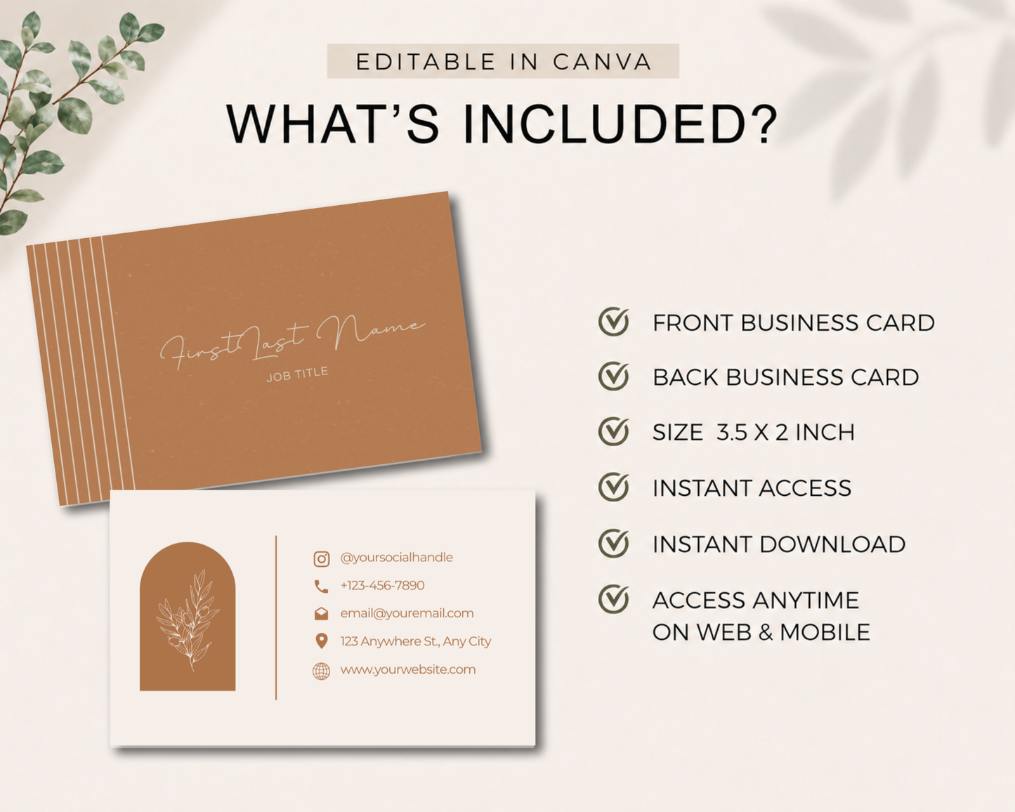 Terracotta Minimalist Business Card | Canva Template
