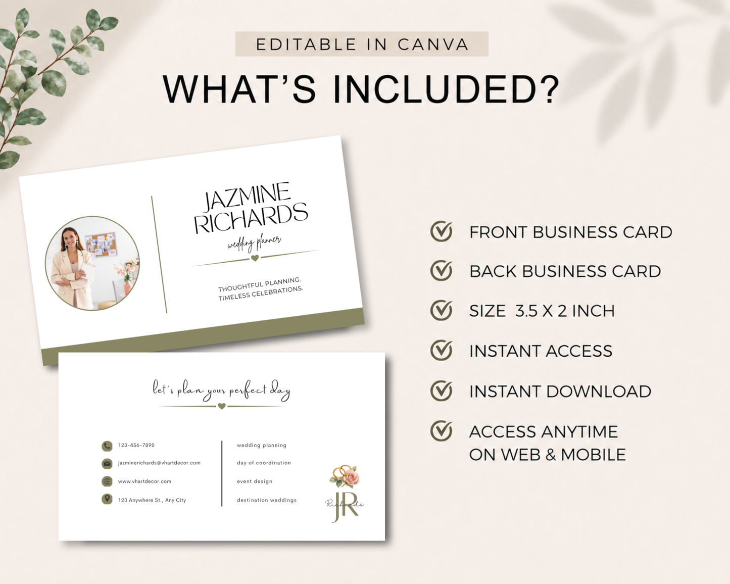 Wedding Planner Business Card | Canva Template