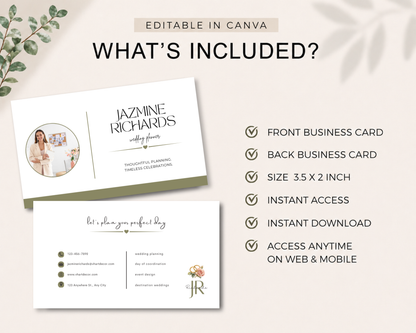 Wedding Planner Business Card | Canva Template
