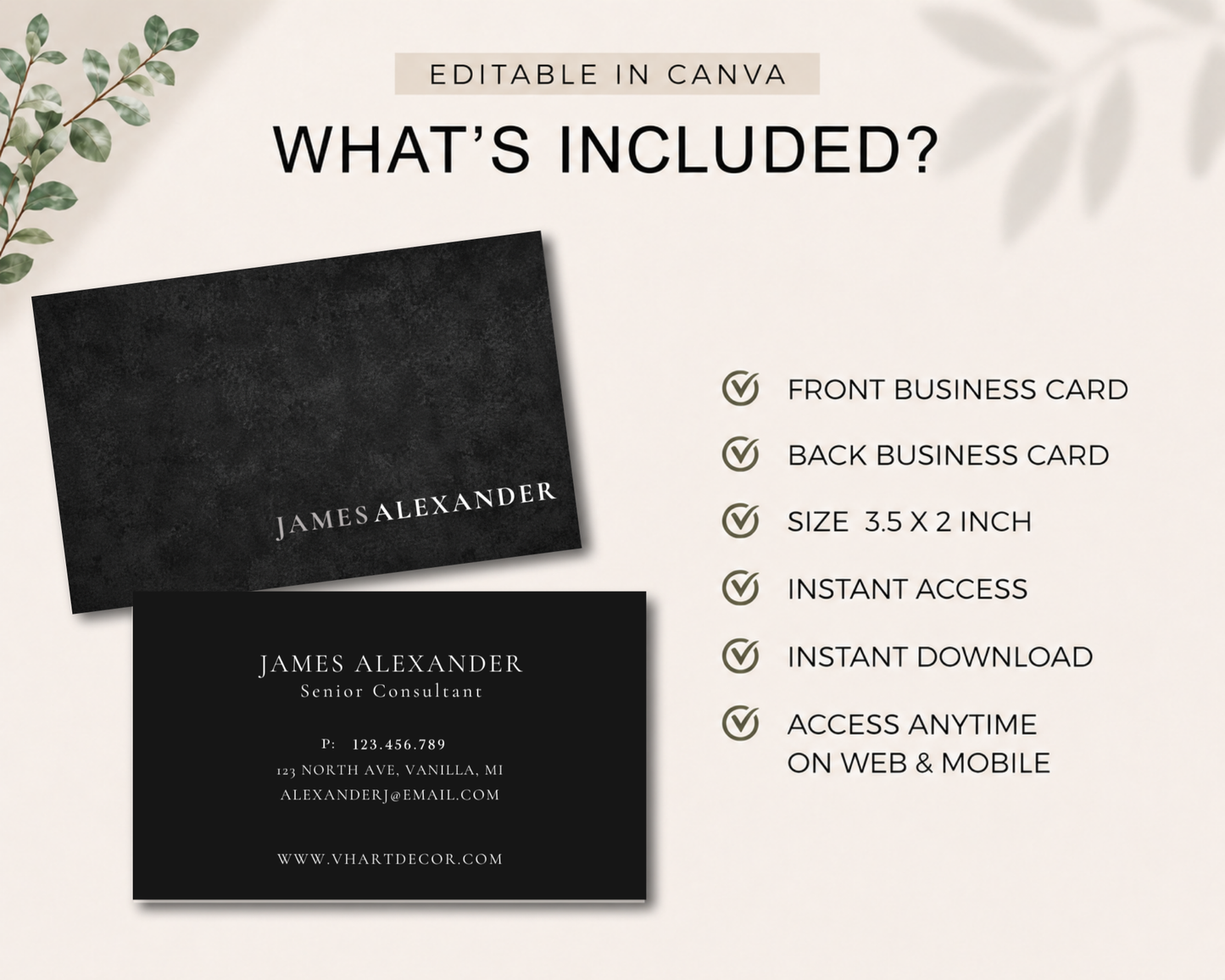 Editable Modern Business Card Template |  Canva Template