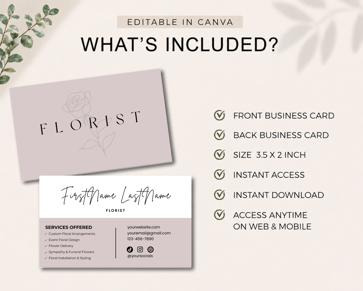 Floral Business Card | Canva Template