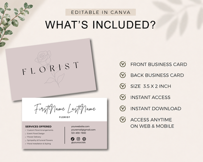 Floral Business Card | Canva Template