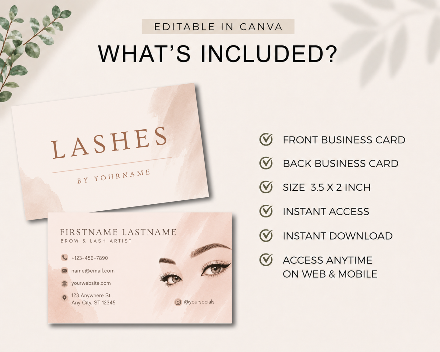Lash Artist Business Card | Canva Template