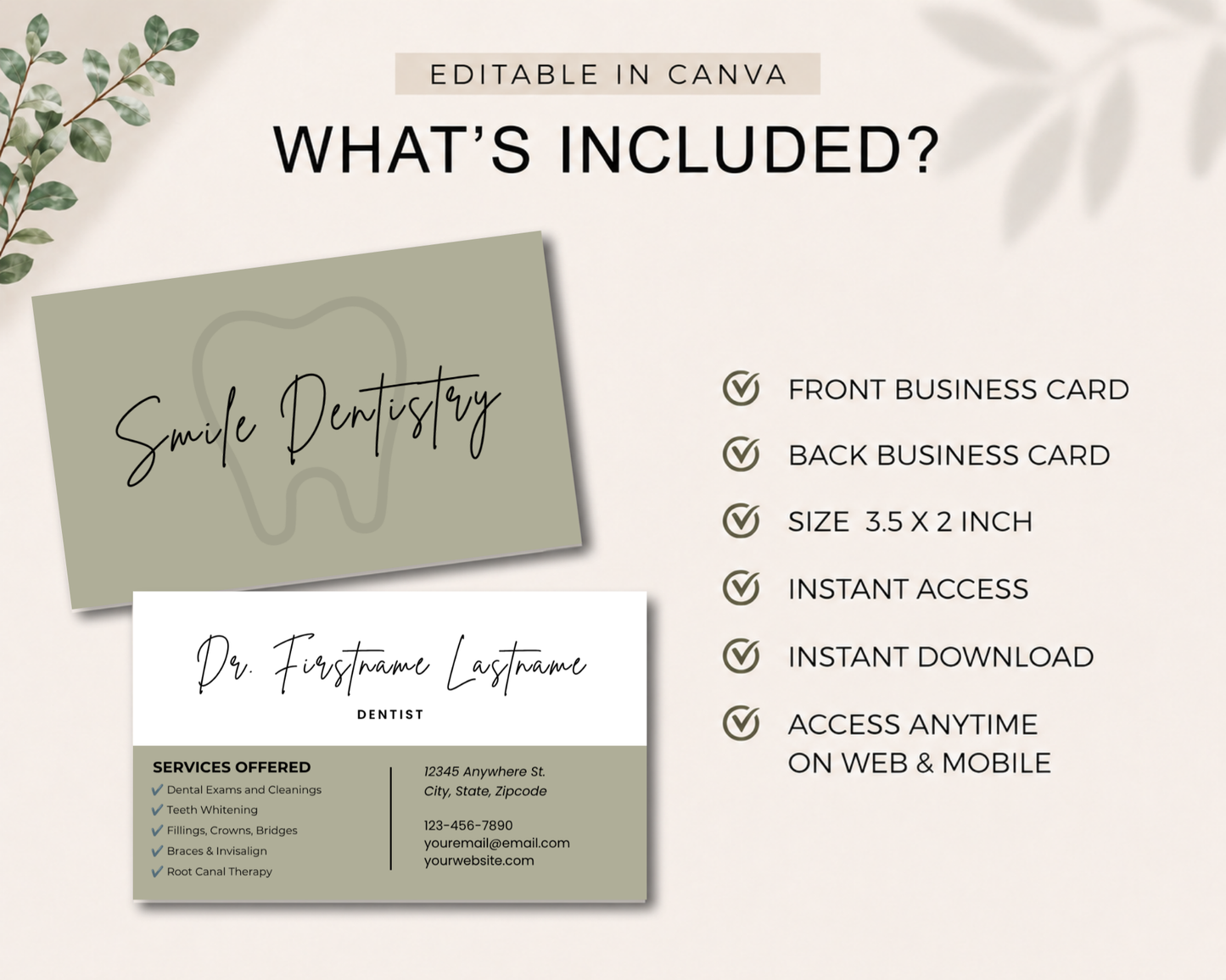 Dental Business Card | Canva Template