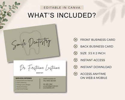 Dental Business Card | Canva Template