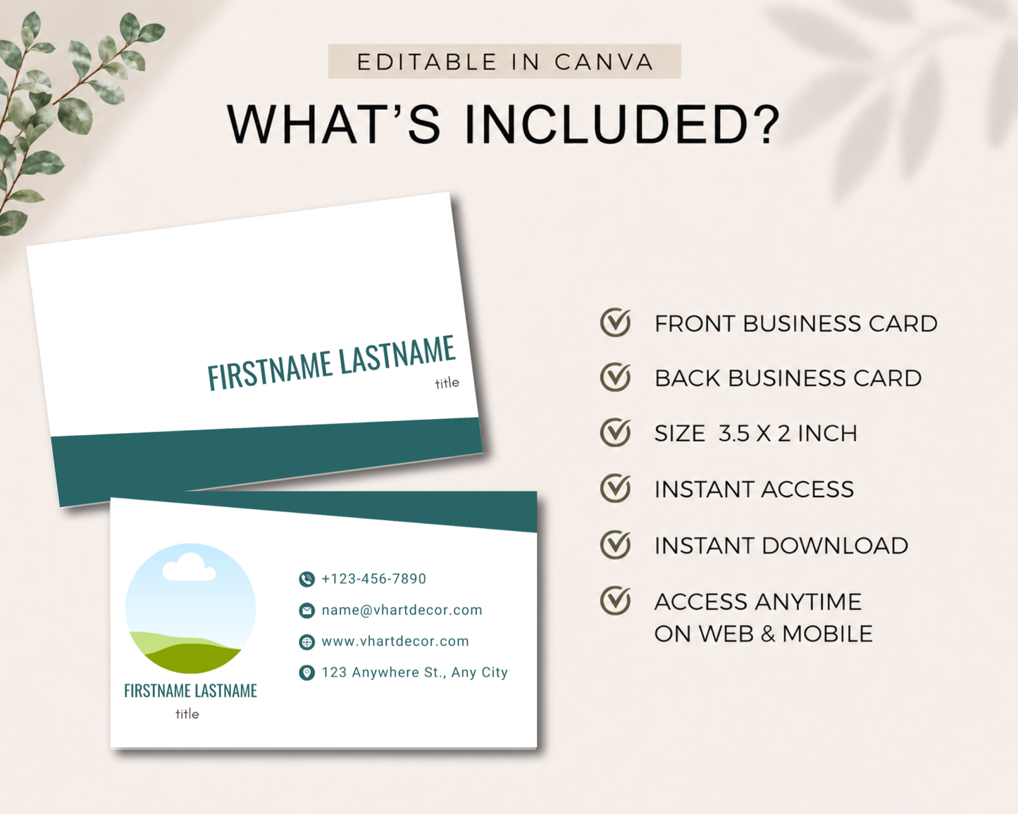 Minimal Business Card | Canva Template