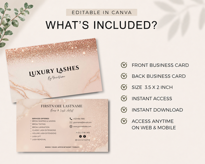 Pink Lash Business Card | Canva Template