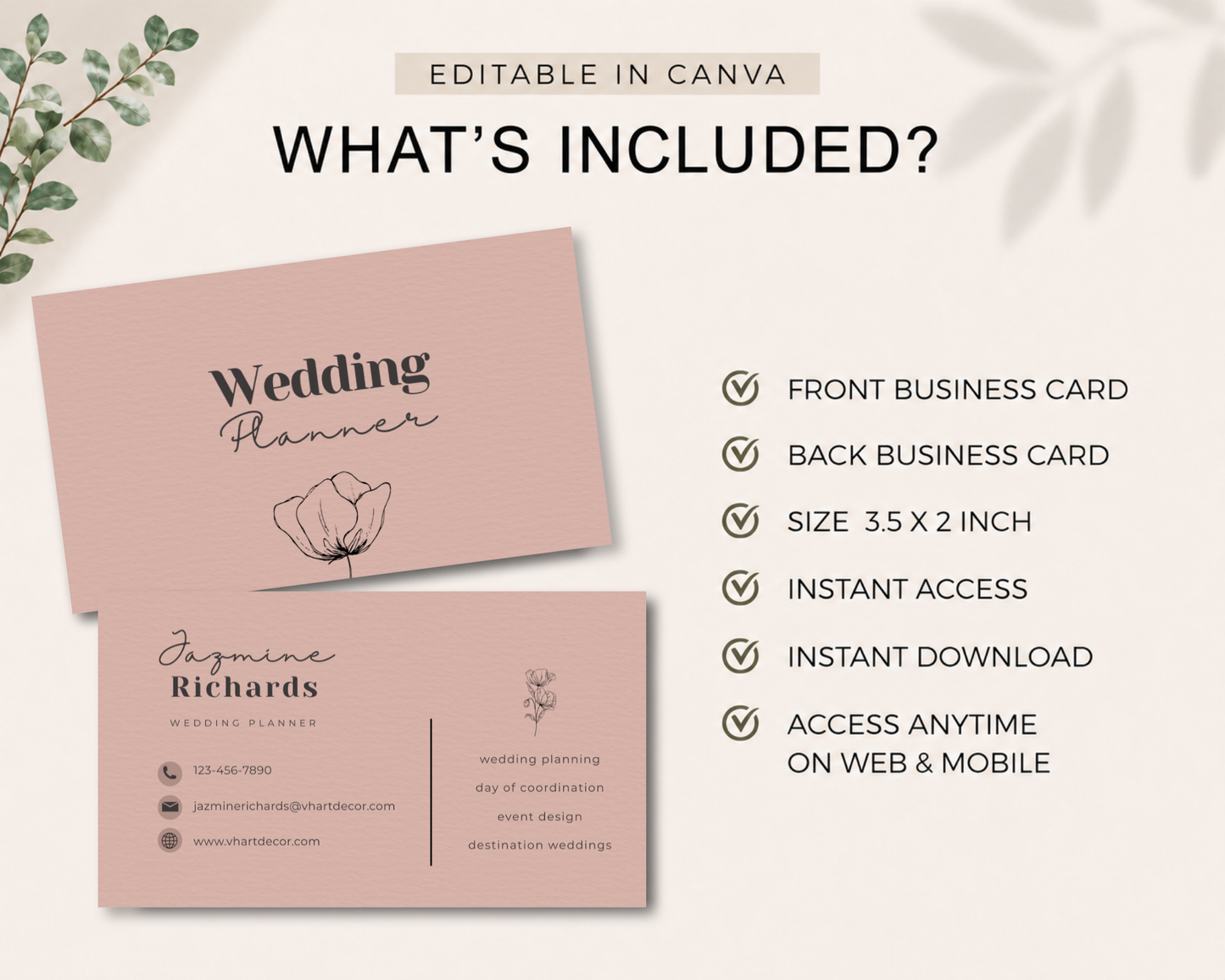Wedding Planner Business Card | Canva Template