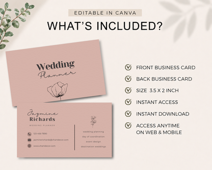 Wedding Planner Business Card | Canva Template