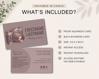 Photography Business Card | Canva Template